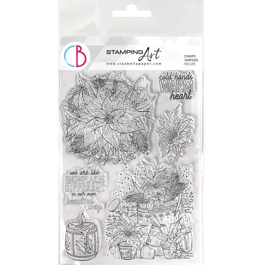 Poinsettia - Clear Stamp 6x8 By Ciao Bella Stamping Art 3 Poinsettia - Clear Stamp 6x8 By Ciao Bella Stamping Art