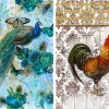 All Paint Products Peacock-Rooster Combo A4 Mini Portrait Rice Paper Digital Deco Design Collection Decoupage Rice Paper A3 By Digital Deco Designs