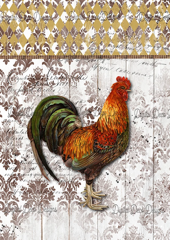 All Paint Products Tuscan Roost A4 Rooster Rice Paper Digital Deco Design Collection 3 All Paint Products Tuscan Roost A4 Rooster Rice Paper Digital Deco Design Collection