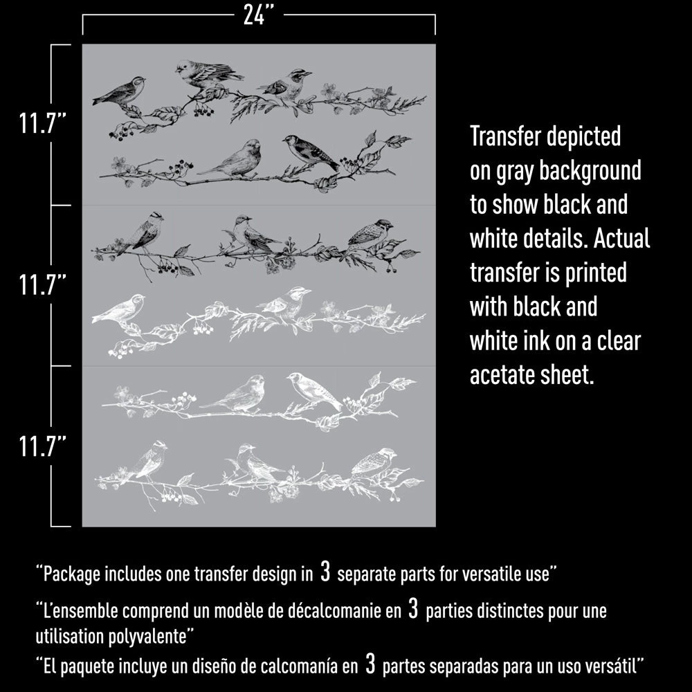 Prima Re-Design Birds & Berries Transfer Redesign With Prima – TOTAL SHEET SIZE 24″ X 34″, CUT INTO 3 SHEETS 8 Prima Re-Design Birds & Berries Transfer Redesign With Prima – TOTAL SHEET SIZE 24″ X 34″, CUT INTO 3 SHEETS