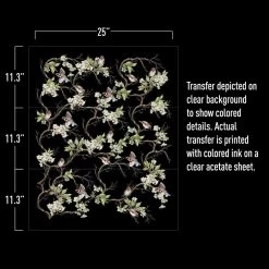 Prima Re-Design Decor Transfers Blossom Flight Redesign With Prima – TOTAL SHEET SIZE 24″ X 35″, CUT INTO 3 SHEETS