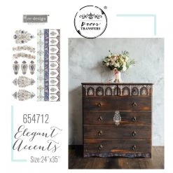 Prima Re-Design Elegant Accents Transfer - Total Sheet Size: 24″ X 35″, CUT INTO 2 SHEETS