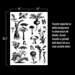 Prima Re-Design FUNGI FOREST – TOTAL SHEET SIZE 24″ X 35.3″, CUT INTO 2 SHEETS Decor Transfers