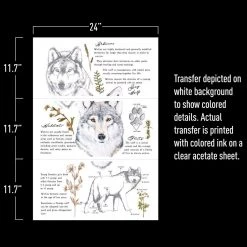 Prima Re-Design Gray Wolf Transfer Redesign With Prima – TOTAL SHEET SIZE 24″X35″, CUT INTO 3 SHEETS Decor Transfers