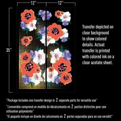 Prima Re-Design CeCe Modernist Floral Transfer - Total Sheet Size: 24″ X 35″, CUT INTO 2 SHEETS Decor Transfers