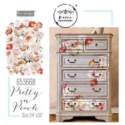 Prima Re-Design Pretty In Peach Transfer - Total Sheet Size: 24″ X 35″, CUT INTO 3 SHEETS Decor Transfers