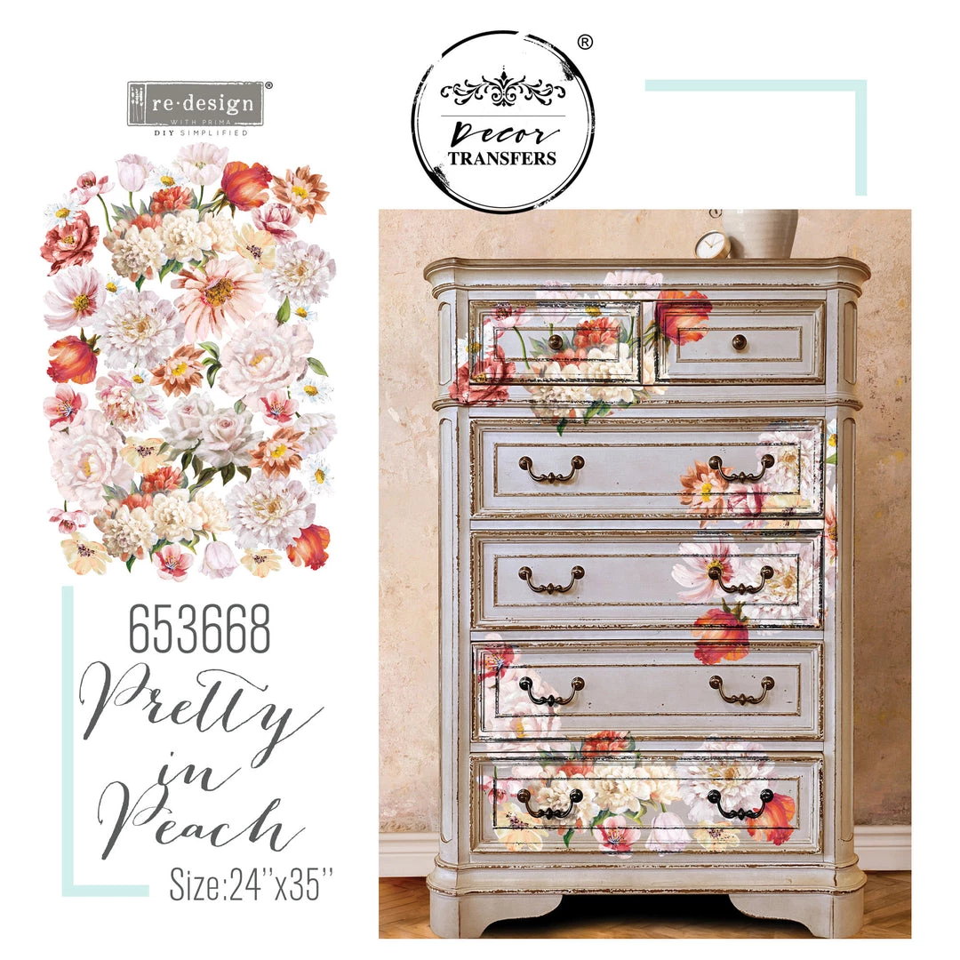 Prima Re-Design Pretty In Peach Transfer - Total Sheet Size: 24″ X 35″, CUT INTO 3 SHEETS Decor Transfers 4 Prima Re-Design Pretty In Peach Transfer - Total Sheet Size: 24″ X 35″, CUT INTO 3 SHEETS Decor Transfers