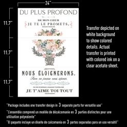 Prima Re-Design Royal Bouquet Transfer Redesign With Prima - Total Sheet Size: 24″ X 35″, CUT INTO 3 SHEETS