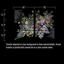 Prima Re-Design Decor Transfers Vigorous Violet Transfer Redesign With Prima – TOTAL SHEET SIZE 48″X35″, CUT INTO 6 SHEETS