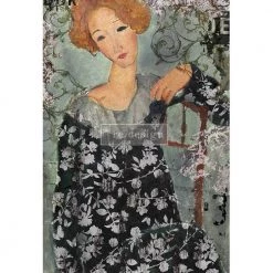Whimsical Lady A1 Decoupage Rice Paper Redesign With Prima
